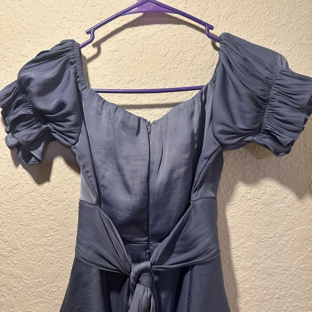 Angel Biba Steel Blue Off-Shoulder Mini Romper Dress Women’s XS - Picture 9 of 9